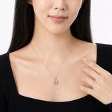 1/10 Carat Natural Diamond Cushion Halo Pendant Necklace in Sterling Silver