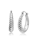 Braided Oval Hoop Earrings in 925 Silver