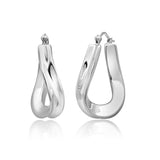 Wavy Silver Hoop Earrings in 925 Sterling Silver
