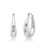Oval Silver Hoop Earrings in 925 Silver