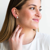 Juliet Freshwater Pearl & Diamond Heart Studs in Silver