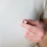 Blossom Freshwater Pearl & Diamond Studs in Silver