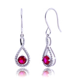 33MM Beaded Ruby Drop Earrings in 925 Silver