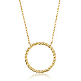 Rope Textured Circle Charm Necklace in 10K Gold