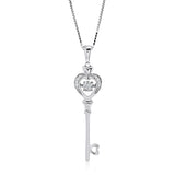1/20 Carat Natural Diamond Key to Her Heart Pendant Necklace in Sterling Silver