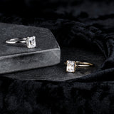 1.5 Carat Emerald Solitaire Cubic Zirconia Engagement Ring in 14k Gold