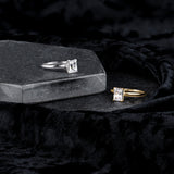 1.5 Carat Emerald Solitaire Cubic Zirconia Engagement Ring in 14k Gold