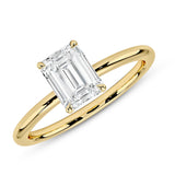 1.5 Carat Emerald Solitaire Cubic Zirconia Engagement Ring in 14k Gold