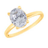 3 Carat Oval Solitaire Cubic Zirconia Engagement Ring in 14k Gold