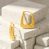 Yellow Rectangle Hoops  in Solid 14K Gold