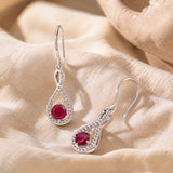 33MM Beaded Ruby Drop Earrings in 925 Silver