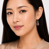 33MM Beaded Ruby Drop Earrings in 925 Silver