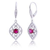 35MM Filigree Gemstone Drop Earrings in 925 Silver