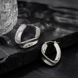 Wavy Silver Hoop Earrings in 925 Sterling Silver