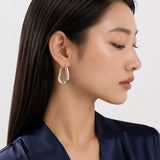 Wavy Silver Hoop Earrings in 925 Sterling Silver