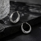 Hammered Finish Hoop Earrings in 925 Silver