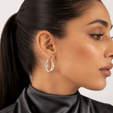 Hammered Finish Hoop Earrings in 925 Silver
