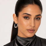Hammered Finish Hoop Earrings in 925 Silver