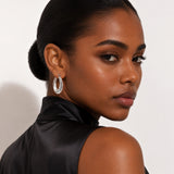 Braided Oval Hoop Earrings in 925 Silver