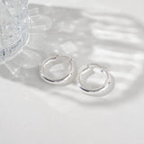 1 Inch Thick Round Hoop Earrings in 925 Silver