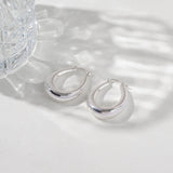 Oval Silver Hoop Earrings in 925 Silver