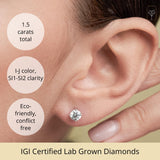 Everyday Solitaire Lab Diamond Studs in 14k Gold, IGI Certified