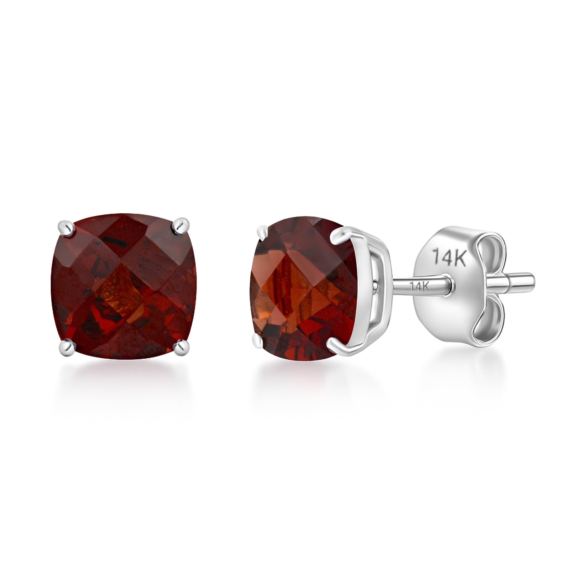 Cushion-Cut Solitaire Gemstone Studs in 14k Gold