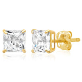 14K Gold Princess Cut Earrings embellished with Swarovski® Zirconia