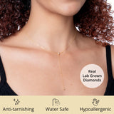 Golden Dew Lab Diamond Multi Station Necklace in 10k Gold