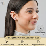 Cushion-Cut Solitaire Gemstone Studs in 14k Gold