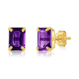 Emerald-Cut Solitaire Gemstone Studs in 14k Gold