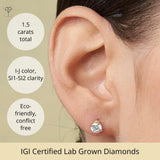 Everyday Solitaire Lab Diamond Studs in 14k Gold, IGI Certified