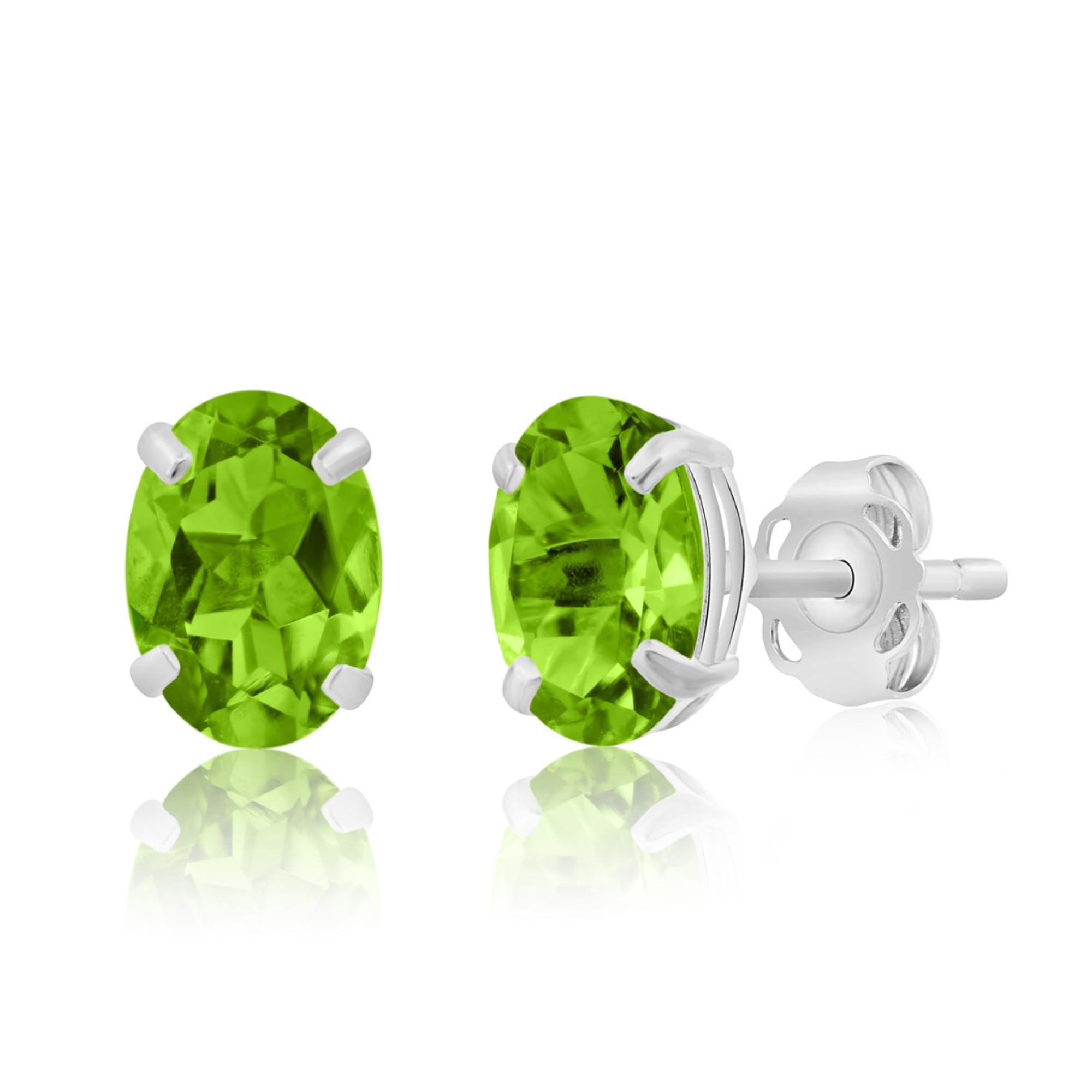 Oval Solitaire Gemstone Studs in 14k Gold