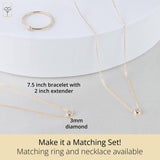 Golden Dew Solitaire Lab Diamond Bezel Necklace in 10k Gold