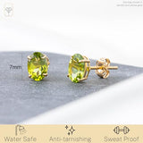 Oval Solitaire Gemstone Studs in 14k Gold