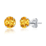 Classic 6mm Gemstone Round Stud Earrings in 14K Gold