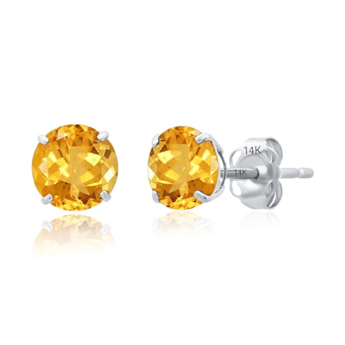 Classic 6mm Gemstone Round Stud Earrings in 14K Gold