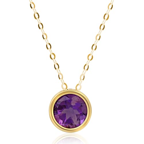 Solitaire Bezel Set Gemstone Pendant in 14k Gold