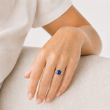 Cushion Cut Three Stone Ring in 10K Gold
