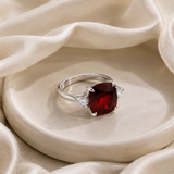 Cushion Cut Three Stone Ring in 10K Gold