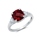 Cushion Cut Three Stone Ring in 10K Gold