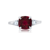 Cushion Cut Three Stone Ring in 10K Gold