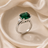 Cushion Cut Three Stone Ring in 10K Gold