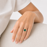 Cushion Cut Three Stone Ring in 10K Gold
