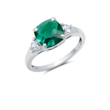 Cushion Cut Three Stone Ring in 10K Gold