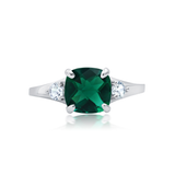 Cushion Cut Three Stone Ring in 10K Gold