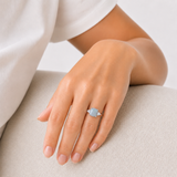 Cushion Cut Three Stone Ring in 10K Gold