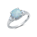 Cushion Cut Three Stone Ring in 10K Gold