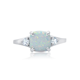 Cushion Cut Three Stone Ring in 10K Gold