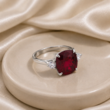 Cushion Cut Three Stone Ring in 10K Gold